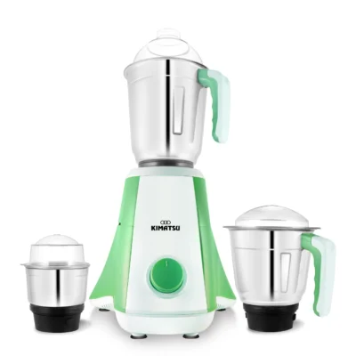 Kimatsu Sohum 750 Mixer-Grinder in Pista Green with three stainless steel jars