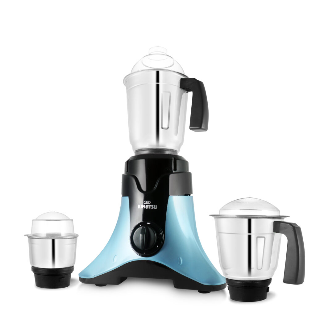 Kimatsu Saffron 750 Watt Mixer Grinder With 3 Jars for Grinding, Mixing, Blending, Juicing, With Powerful Motor (3 Years Warranty)|Sea Blue