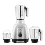 Kimatsu Soffia 650W Mixer-Grinder in white with grinding, mixing, and blending/juicing jars