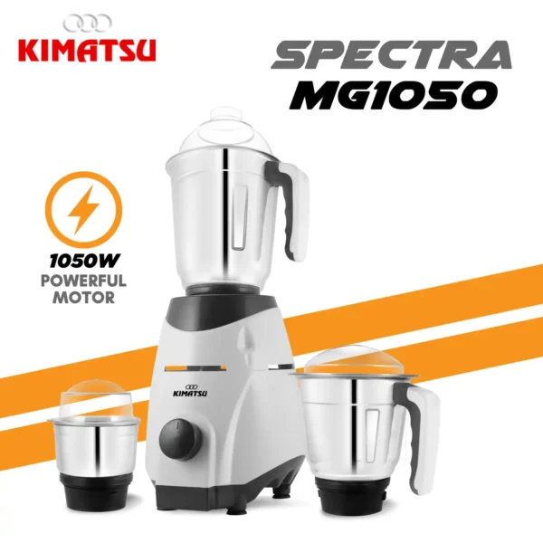 Mixer grinder in action, grinding black whole gram (dal) for vadas, showing side profile and safety features.