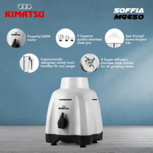 Mixer grinder body only in sleek white finish with ergonomic controls