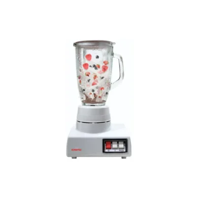 Kimatsu Blender - Blend Pure in white, with a transparent jar filled with assorted fruits, featuring a sturdy base and control panel.