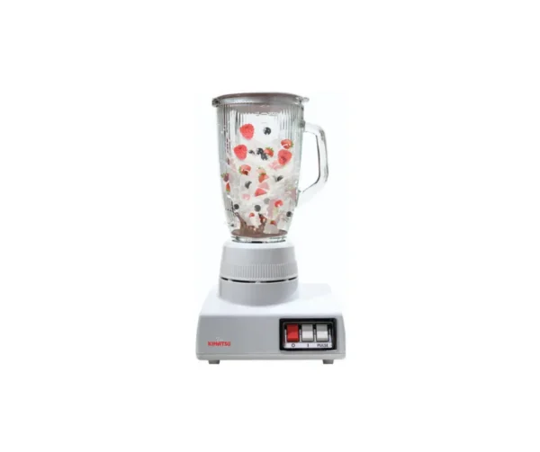Kimatsu Blender - Blend Pure in white, with a transparent jar filled with assorted fruits, featuring a sturdy base and control panel.