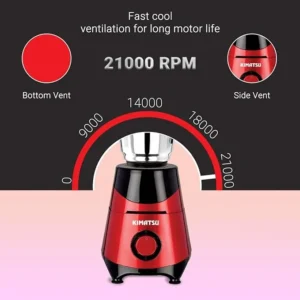 Kimatsu Supreme 750 Watt Mixer Grinder With 3 Jars for Grinding, Mixing, Blending, Juicing, With Powerful Motor (3 Years Warranty)|Metallic Red - Image 5